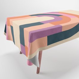 Modern Mid Century Colorful Lines Tablecloth