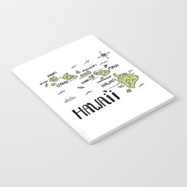 Hawaii Illustrated Map Color Notebook