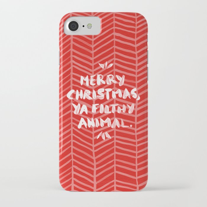 merry christmas, ya filthy animal – red iphone case