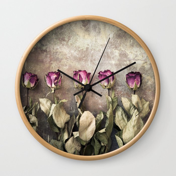 Five dried roses Wall Clock