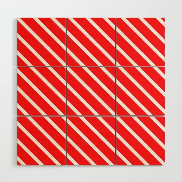 Diagonal Red and White Wood Wall Art