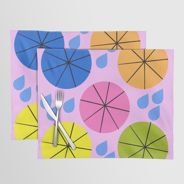 Mid-Century Modern Spring Rainy Day Pink Placemat