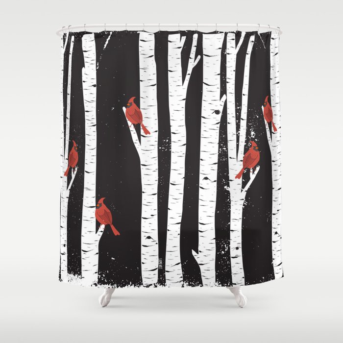 Northern Cardinal Birds Shower Curtain By Famenxtneo Society6 Northern Cardinal Birds Shower Curtain