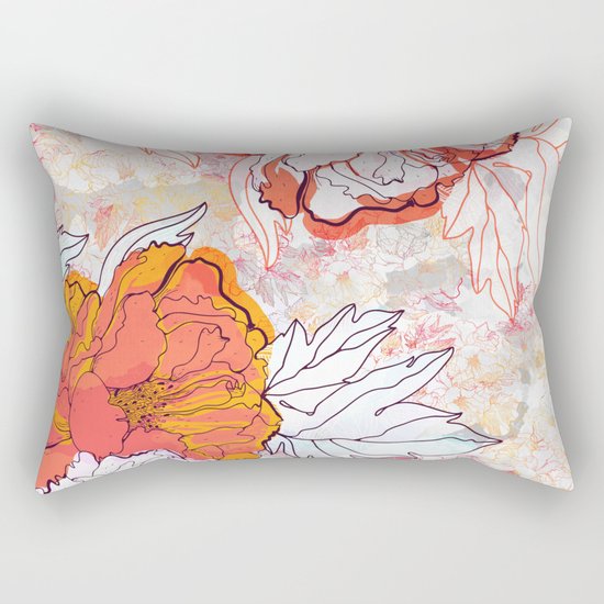 Abstract Floral Illustration Rectangular Pillow