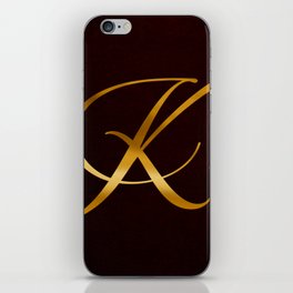 Golden letter K in vintage design iPhone Skin