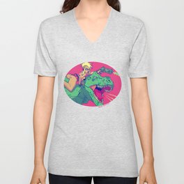 Dinosaur Laser Battle V Neck T Shirt | Comic, Pop Art, Illustration 
