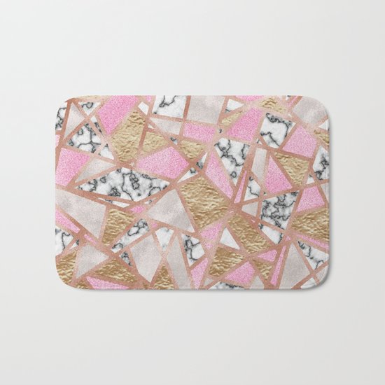 Modern Marble and Golden Texture Bath Mat