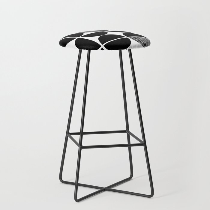 Black and white mid century shapes with stripes Bar Stool