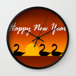 2022 Swans Formation For Happy New Year Wall Clock