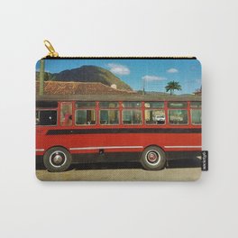 Bus in Vinales, Cuba Carry-All Pouch | Cuba, Transportation, Outdoors, Digital, Vinales, Photo, Color, Red, Bus 