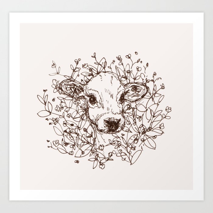 cow flowers Art Print