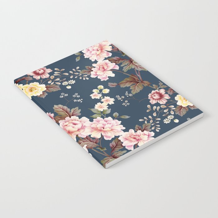 Tropical vintage red hibiscus flower, seamless pattern Notebook