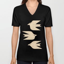 Doves In Flight V Neck T Shirt | Pattern, Boho, Abstract, Dove, Flying, Modern, Graphicdesign, Minimal, Peace, Illustration 