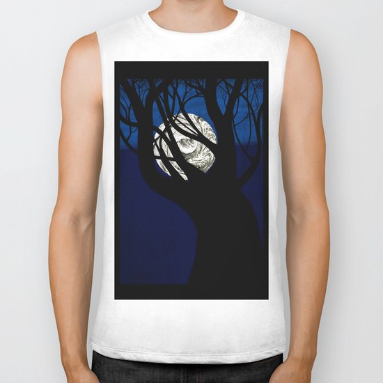 Moon Visits Tree Biker Tank