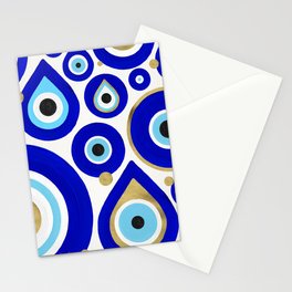Evil Eye Charms on White Stationery Card