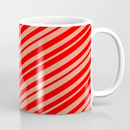 [ Thumbnail: Dark Salmon & Red Colored Striped Pattern Coffee Mug ]