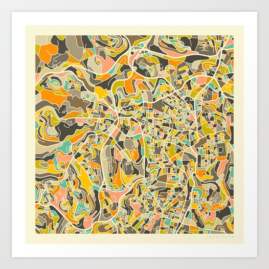 Jerusalem Map Art Print