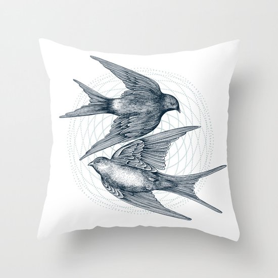 Two Swallows Throw Pillow
