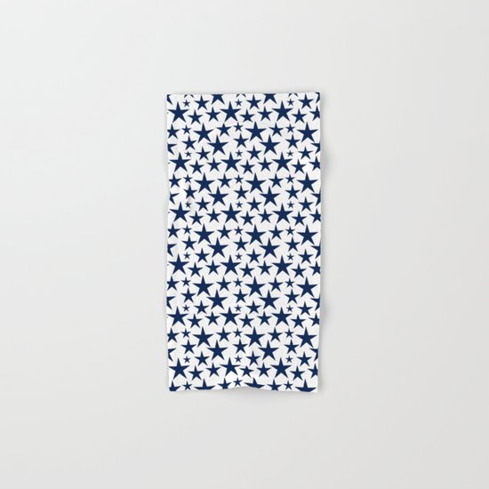 Blue stars on white background illustration Hand & Bath Towel