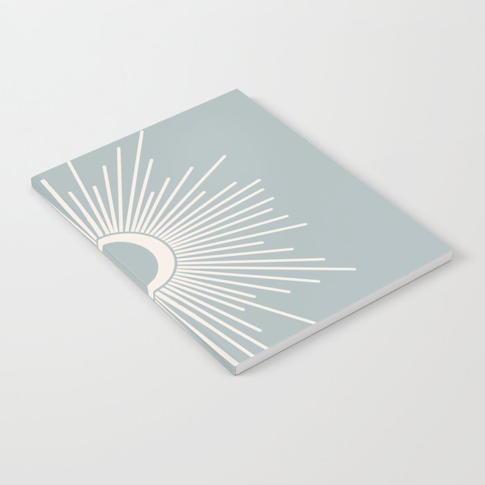 Sun and Moon Mid Century Modern Minimalism in Light Blue-Gray and Cream Notebook