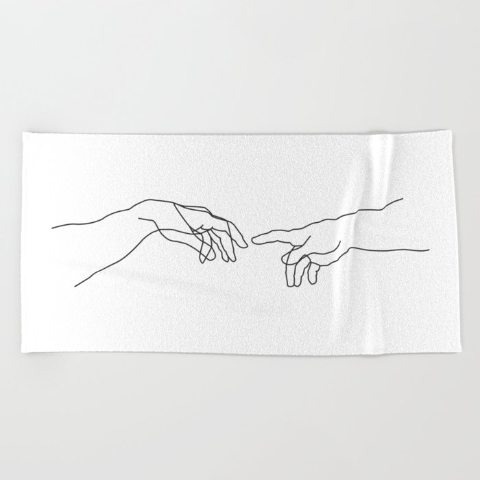 Creation of Adam Minimal Drawing Beach Towel by ...