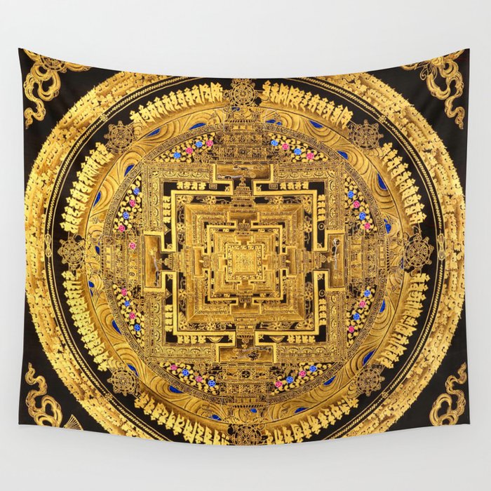 Buddhist Mandala Gold Temple 40 Wall Tapestry