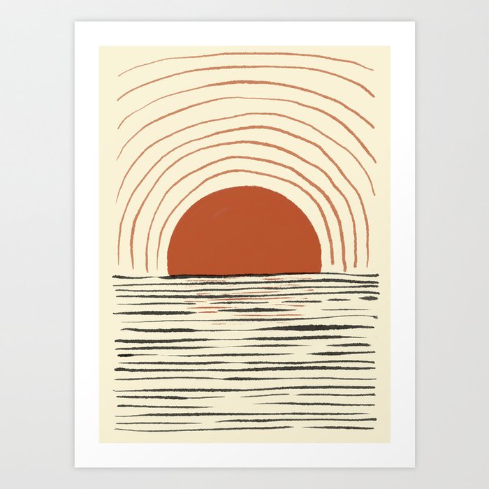 Abstract Orange Sun Sunset  Art Print