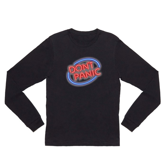 Hitchhiker's Guide - "Don't Panic" Neon Sign Long Sleeve T Shirt