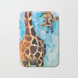 friendly giraffe Bath Mat