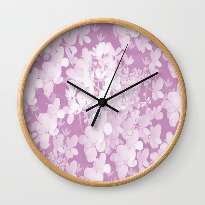 Pink Hydrangea Pastel Color #decor #society6 #buyart Wall Clock