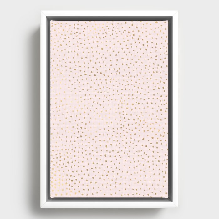 Dotted Gold & Pink Framed Canvas