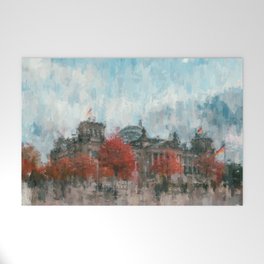 Bundestag, Reichstag Berlin Mitte -  impressionism style print Illustration  / abstract landmark Welcome Mat