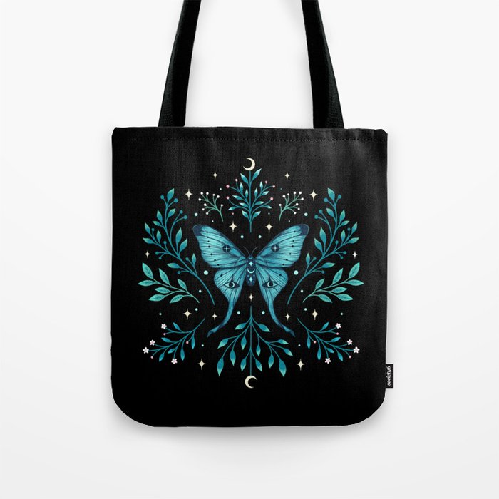 Mystical Luna Moth - Turquoise Tote Bag