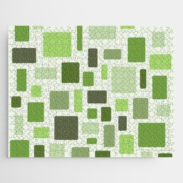 Mid Century Modern Disarrayed Bricks Chartreuse Jigsaw Puzzle
