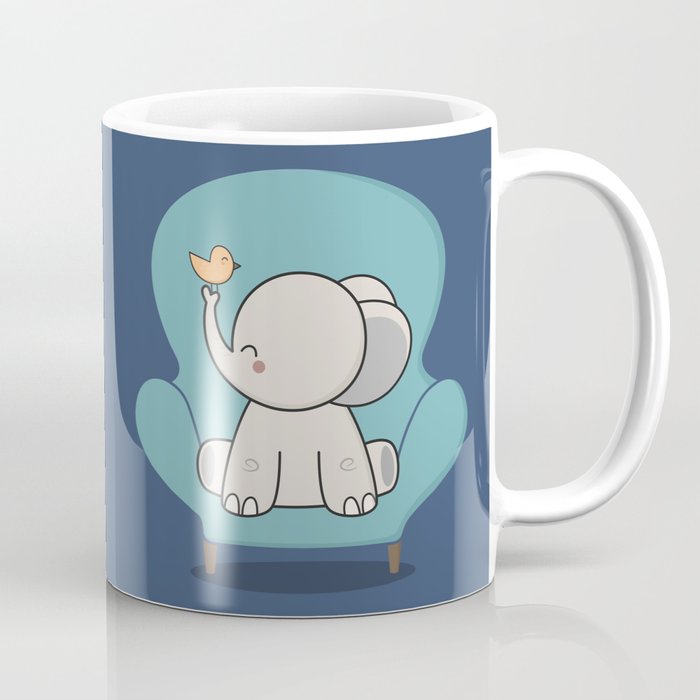 Kawaii Cute Elephant On A Couch Coffee Mug