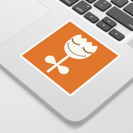Orange and white tulip print Sticker