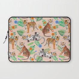 Tiger Cubs and Flowers (Beige) Laptop Sleeve