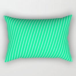 [ Thumbnail: Green & Powder Blue Colored Pattern of Stripes Rectangular Pillow ]