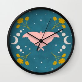 Bohemian Moth - Pink Wall Clock