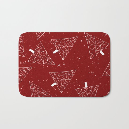 Christmas Trees Red Bath Mat