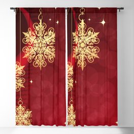 Pretty Christmas Ornaments Red Gold Holiday Decor Blackout Curtain