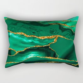 Abstract Green And Gold Emerald Marble Landscape  Rectangular Pillow