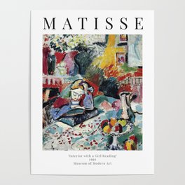 Interior with a Girl Reading - Henri Matisse - Exhibition Poster Poster