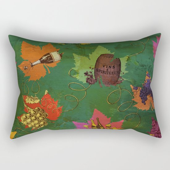 Autumn Grapes and Wine Rectangular Pillow