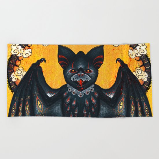 Black Bat Beach Towel