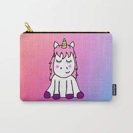 Happy Unicorn Carry-All Pouch | Girly, Purple, Colourful, Fantasy, Animal, Digital, Pink, Fictional, Sketch, Cute 