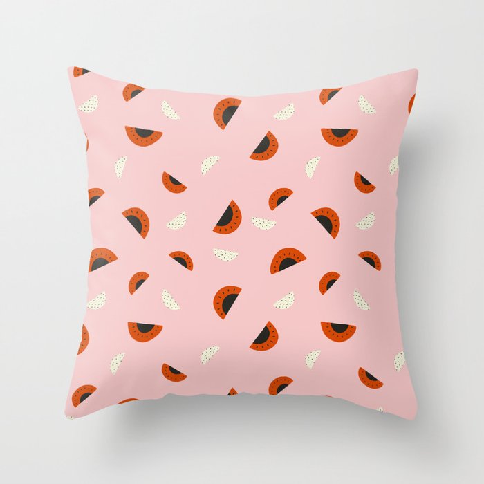 Pink watermelon slices Throw Pillow