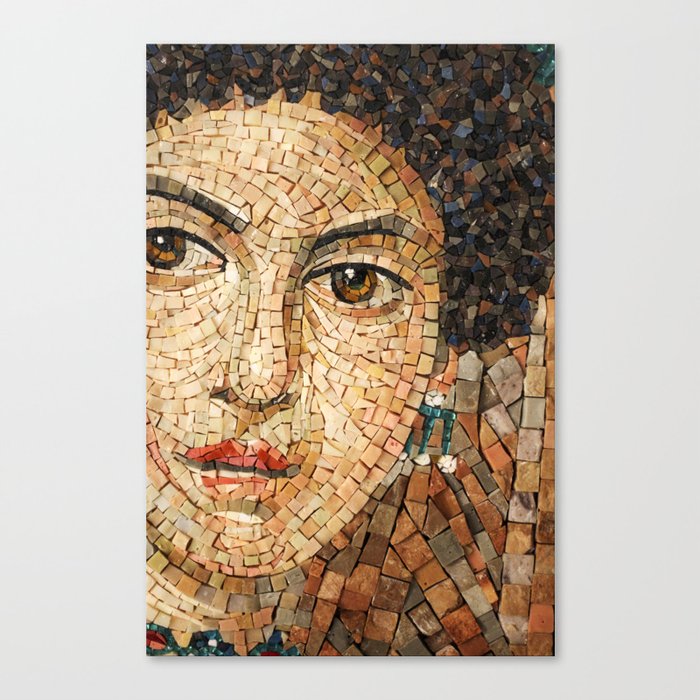 Detail of Woman Portrait. Mosaic art Canvas Print