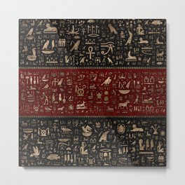 Ancient Egyptian hieroglyphs - Black and Red Leather and gold Metal Print | Egypt, Red, Egyptianart, Anubis, Egyptian, Ancient, Gold, Egyptianpattern, Black, Egyptianhieroglyphs 