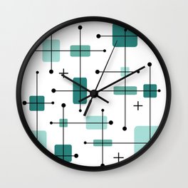 Rounded Rectangles Squares Teal 2 Wall Clock